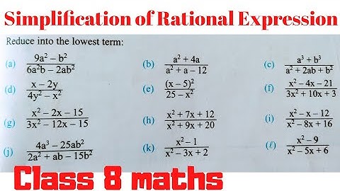 Rational Expressions Class 8 | Reduce Into Lowest Terms | Simplify Class 8 | How To Reduce