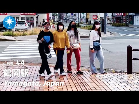 ⁴ᴷ Yamagata: Tsuruoka Station (鶴岡駅)  / Yamagata #3: Japan Walking Tour 2022