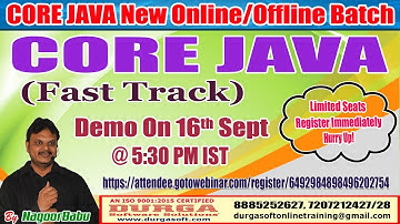 CORE JAVA (Fast Track) Online Training in DURGASOFT