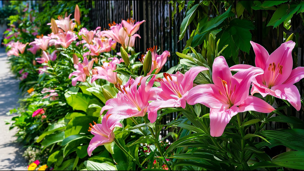 Тропа розовых лилий в полном цвету 🌸Мгновенно расслабьтесь, снимите стресс и естественным образом...