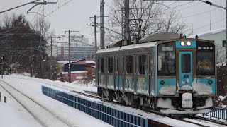 青い森鉄道701系第6編成(700-6+701-6)ワンマン普通八戸行き572M 野内到着　撮影日:2023/12/02