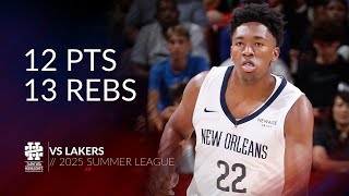 Derik Queen 12 pts 13 rebs vs Lakers 2025 Summer League