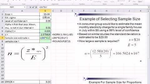 Excel 2010 Statistics 77: Determine Sample Size