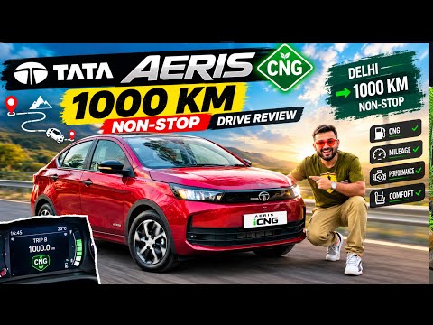 TATA AERIS  - 1 Tank CNG 1000 Km Non Stop Drive Hogi 🇮🇳 TATA AERIS icng Mileage, Drive 🔥 5.29 Lakh