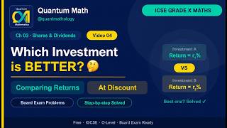 Comparing Investments & Change in Income | ICSE Class 10 | Selina Examples #class10math #education