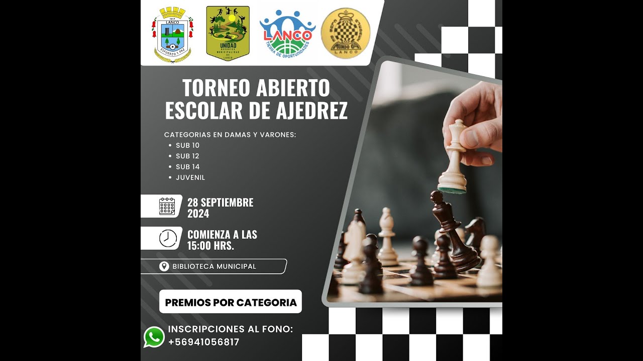 Torneo abierto escolar de ajedrez en Lanco, sur de Chile - YouTube