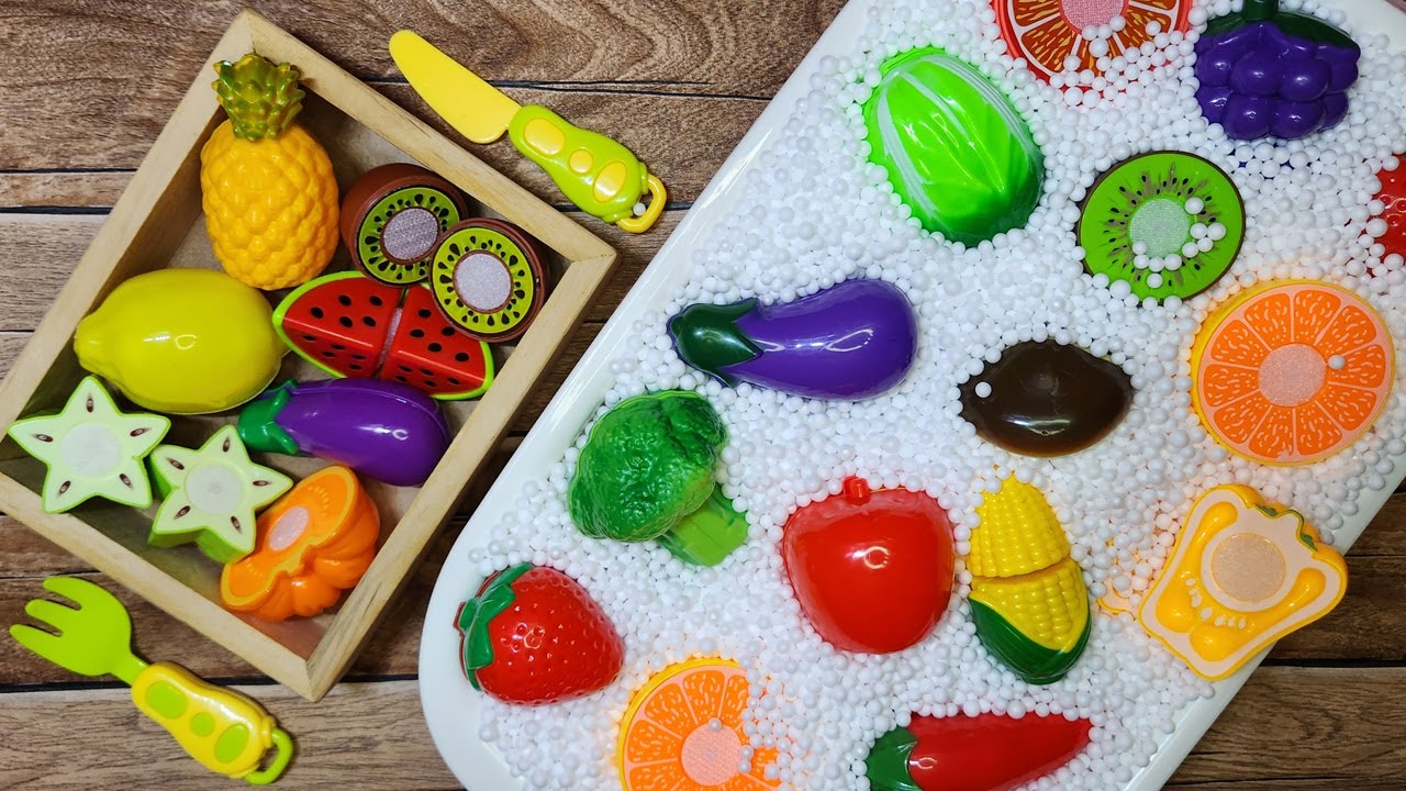 Oddly Satisfying Video Mixing Fruits and Vegetables in Pool Snow Box