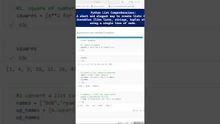 Python List Comprehension with examples and under a minutes #python #pythonunderminute