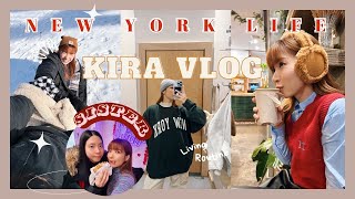 【Kira Vlog】New York Vlog｜回美國十天✈️又凍又jetlag咩都做吾到🥶雪地裡的Central Park真係好靚⛄️Manhattan 下城文青咖啡店☕️與妹妹不停搵野食😋