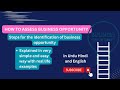How to Assess Business Opportunity / Identification of Business Opportunity