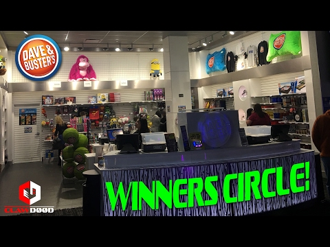 Winners Circle at Dave and Busters! | Prize Redemption Area Walkthrough January 2017 | ClawD00d