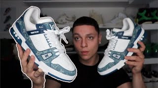 LV Trainer Sneaker Blue/Denim (Review) + ON FOOT - YouTube