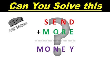 SEND+MORE=MONEY Cryptarithmetic problem | solution of SEND+MORE=MONEY cryptarithmetic problem HINDI