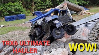 WOW! TRX6 ULTIMATE HAULER Hauling a 12lb TRX4 HIGH TRAIL over obstacles with ease. Must see!!