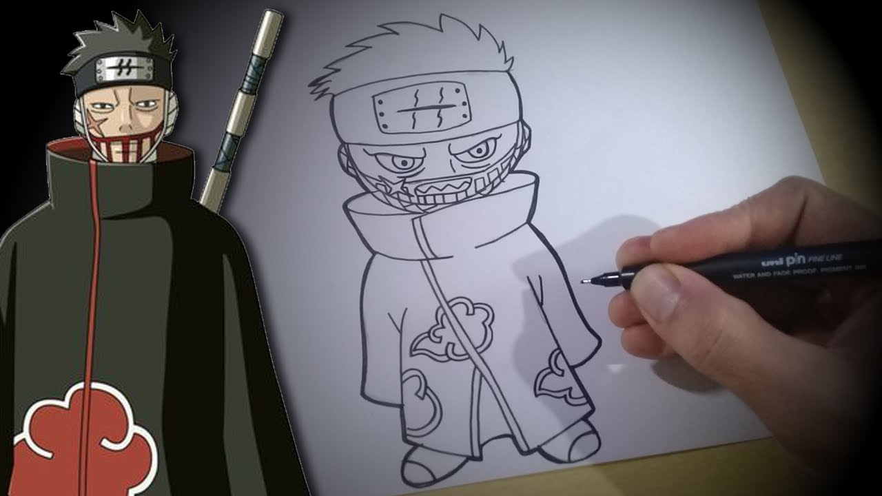 COMO DESENHAR o JUZO BIWA da #AKATSUKI em ESTILO CHIBI passo a passo 