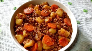 Carrots and potatoes with minced meat//Minced beef stew recipe//Mince curry with potatoes