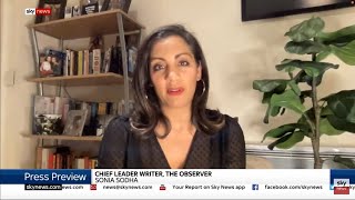 Sky News Press Preview 12 January 2021 with Sonia Sodha