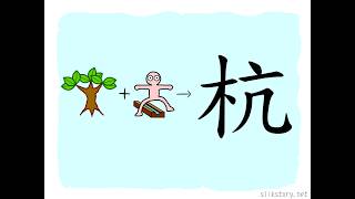 漢字的故事 : 杭
「杭」字由「木」字和「亢」字組成。「亢」字描繪一個人跨過壕溝的情形,有跨越和通過之意,古代舟船以木做,故「杭」字解作舟船或渡水。
目前「杭」字用作地名,表示杭州,傳說大禹曾在此停靠船隻,故有「禹航」之名,後稱之為「杭」。 漢字的故事 : 杭