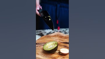 Cutting Through Avacado with Super Sharp Yokashi Black Series Knife