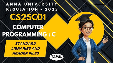 Standard libraries and header files in Computer Programming : C tamil||CS25C01||AU regulation 2025.