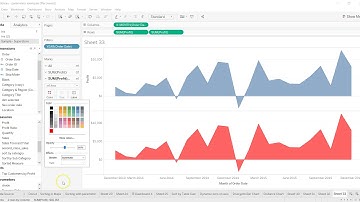 Tableau Tutorial 116 - How to Color Area Chart for Positive and Negative values