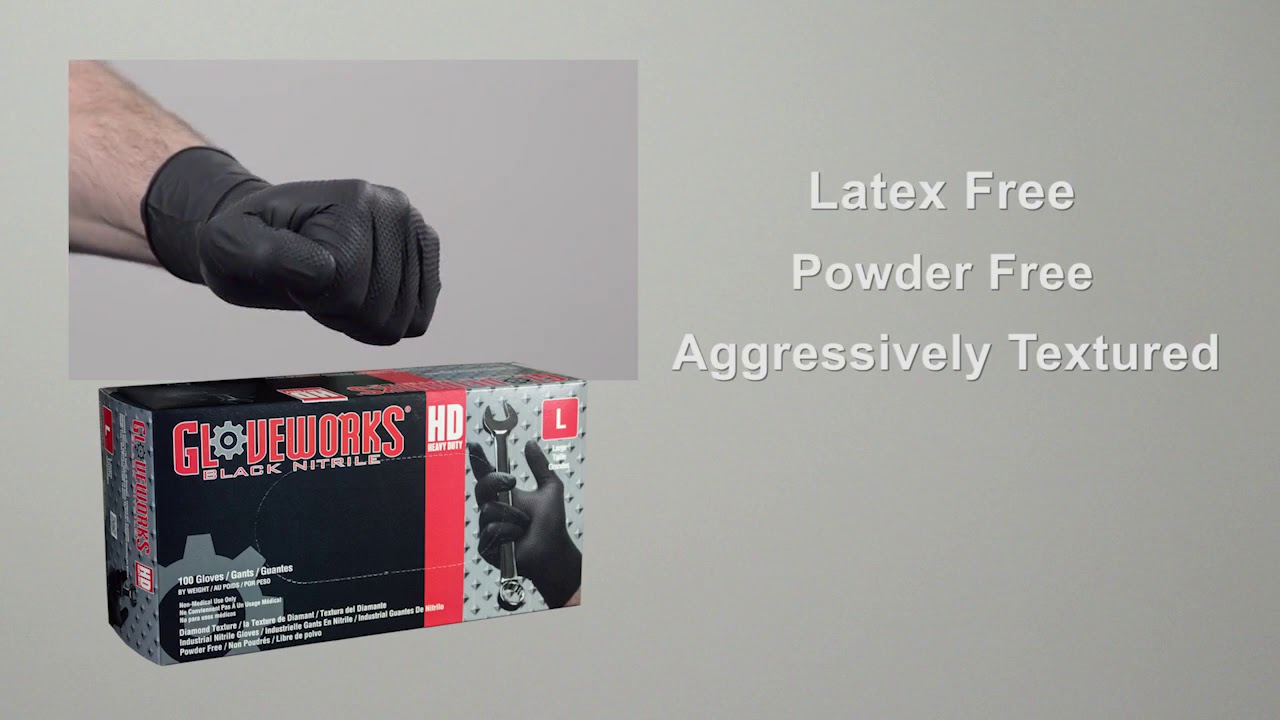 Gloveworks Black Nitrile DT PF Ind Gloves - PowerClean Enterprises