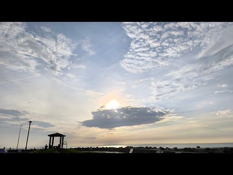 【🔴富山旅行】富山湾に沈む夕日【@魚津市海の駅蜃気楼しんきろうロード】