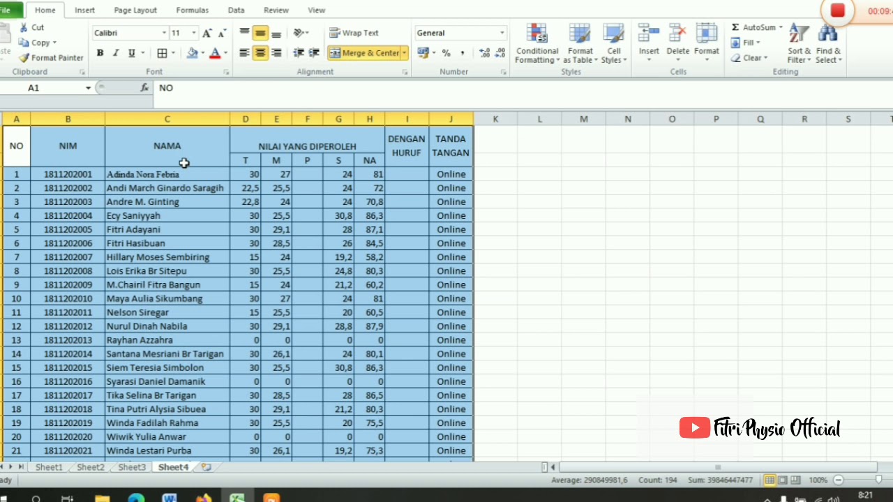 Contoh Data Nilai Excel  IMAGESEE