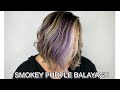 How to lift DARK hair to BLONDE | How to balayage SHORT hair | How to do PURPLE highlights