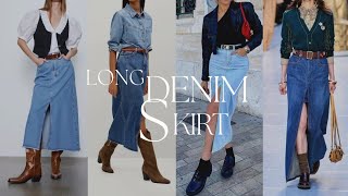 New Trends | Long Denim Skirt Outfit | Denim Skirt Style Ideas