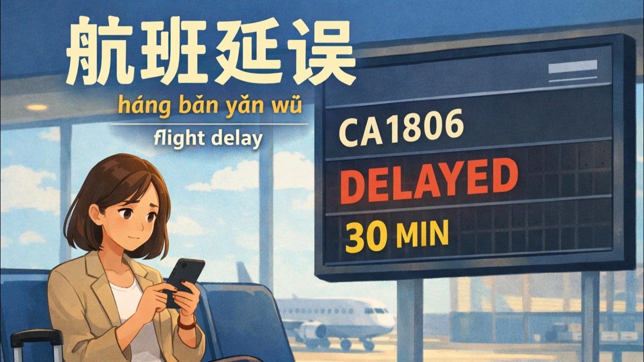 Airport Chinese Story | 航班延误 háng bān yán wù | Flight Delay in China