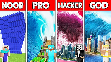 Minecraft REAL LIFE TSUNAMI HOUSE BUILD CHALLENGE - NOOB vs PRO vs HACKER vs GOD | Animation