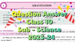 Question Answer Class 10 Science 1 Chapter 1. Gravitation , Navneet Digest SSC Board.Question Answer
