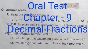 5th STD Maths Workbook ORAL TEST Chp 9 Decimal Fractions @OmPrakash-rn8hc