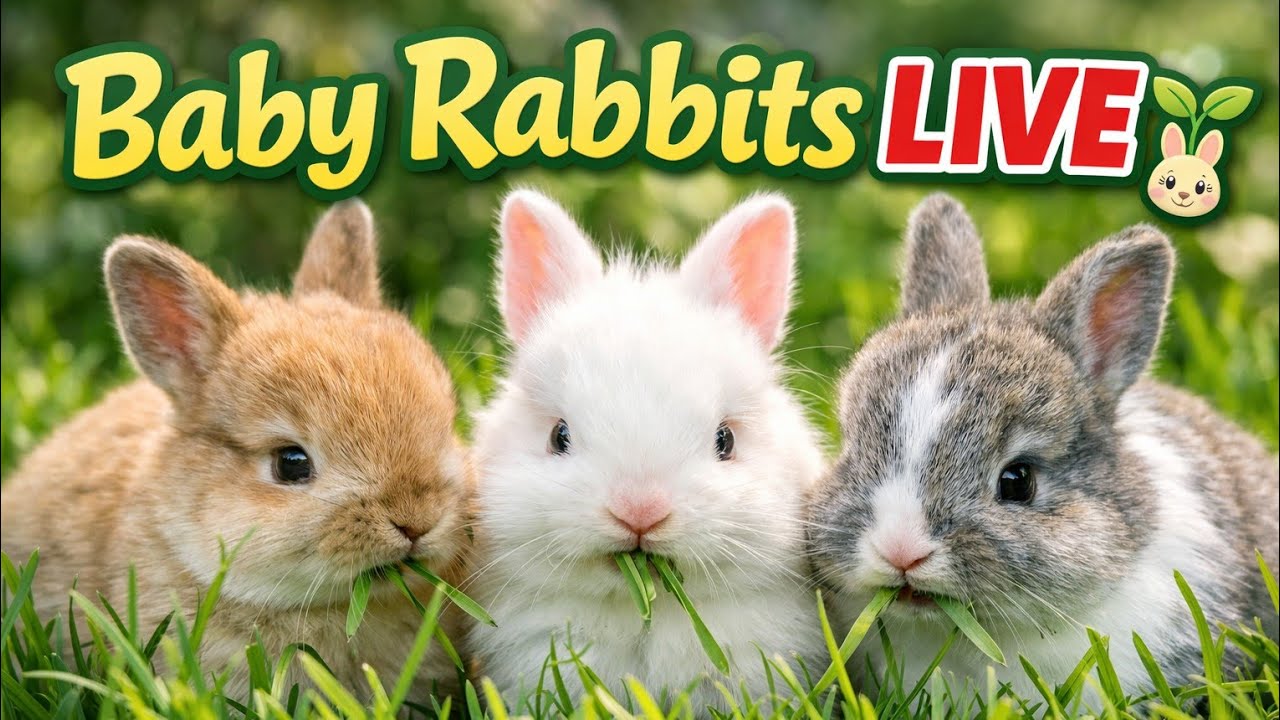 Bunny Bliss 🐇🌿 | Baby Rabbits Eating Grass Live