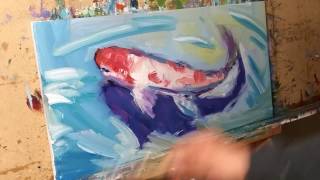 Koi Pond Fish Impressionist Oil Painting Demo! Artist JOSE TRUJILLO