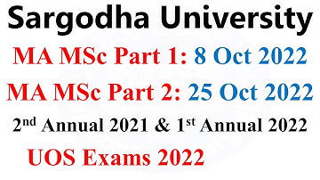 MA MSc Part 1 & 2 Exams Date Supply 2021 & Annual 2022 Sargodha University | MA MSc Exams UOS 2022