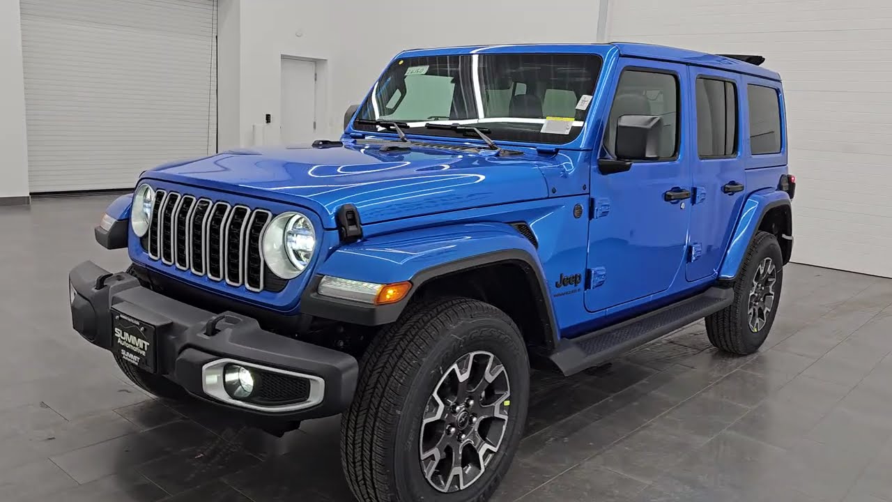 NEW OPTION! 2026 JEEP WRANGLER SAHARA POPULAR SKY ONE TOUCH HYDRO BLUE 4K WALKAROUND 26J50