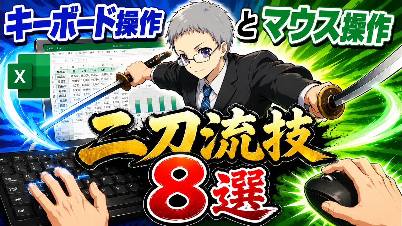 【Excel】マウスとキーボード組み合わせ操作8選!初級・中級者向け