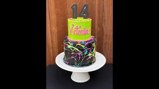 Neon Splattered Cake
