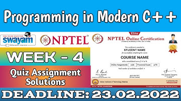 NPTEL Programming in Modern C++ WEEK 4 ASSIGNMENT ANSWERS | 2022