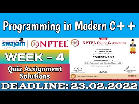 NPTEL Programming in Modern C++ WEEK 4 ASSIGNMENT ANSWERS | 2022