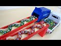 Marble Run Race ASMR☆HABA Wave and Rattling Slope, Dump Truck & Garbage Truck