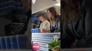 Mariska Hargitay And Ryan Buggle Serve Coffee To Fans At The Honorary "Olivia Benson Plaza" In NY