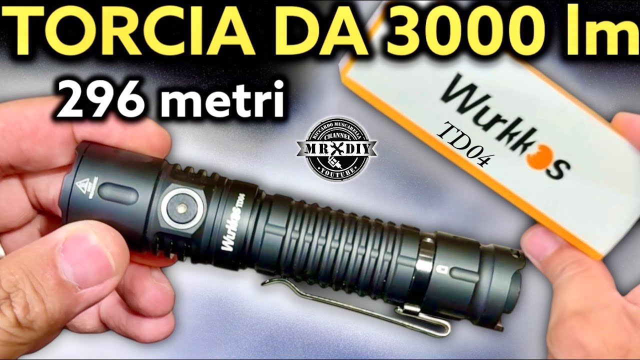 Wurkkos TS25 – Torcia LED 4000 Lumen, Ricaricabile USB-C, 4xLED 519A 90 CRI, 8 LED Aux RGB, Impermeabile IP68, Con Anduril 2.0