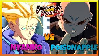 DBFZ - NYANKO vs POISONAPPLE gameplay (Blue Vegeta, Adult Gohan, Trunks vs Jiren, Vegito, Janemba)