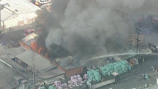 Massive fire erupts at commercial property in Lynwood
