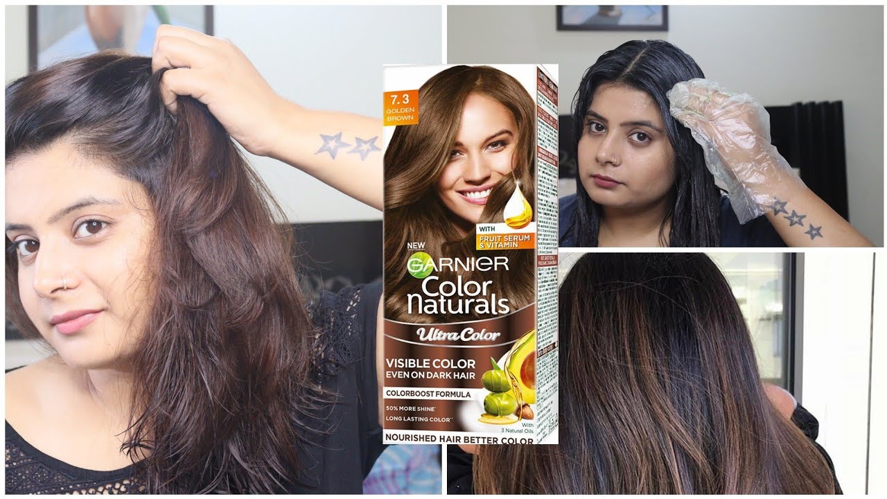 How I Colour my Hair At Home || Black to Golden Brown | Using Garnier Colour  Natural | - YouTube
