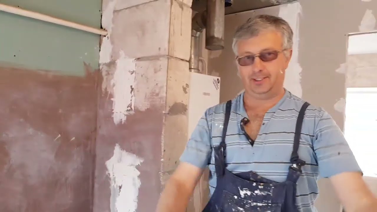 Ейск🌹Ремонт летней кухни. Шпаклевка стен. Полка для ванны. - YouTube