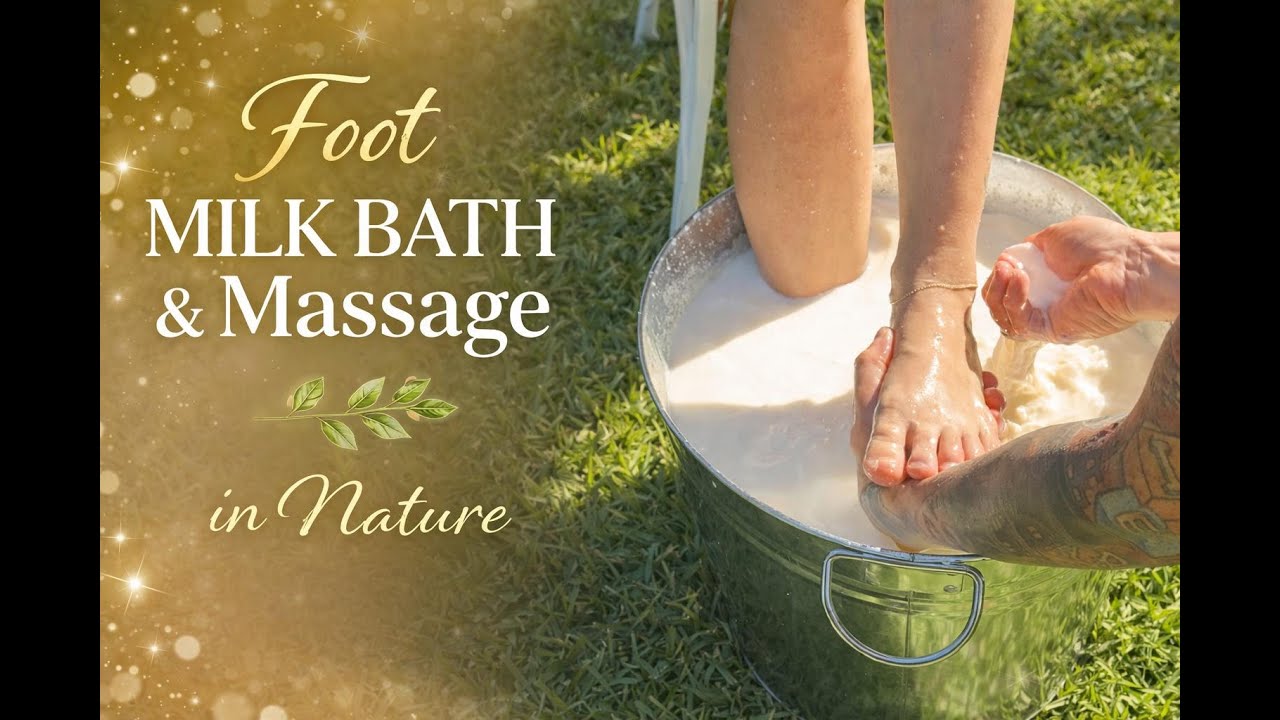 Pampering a beautiful Woman’s Feet and Silky Legs Milk Bath & Massage in Nature | Golden Sole Studio